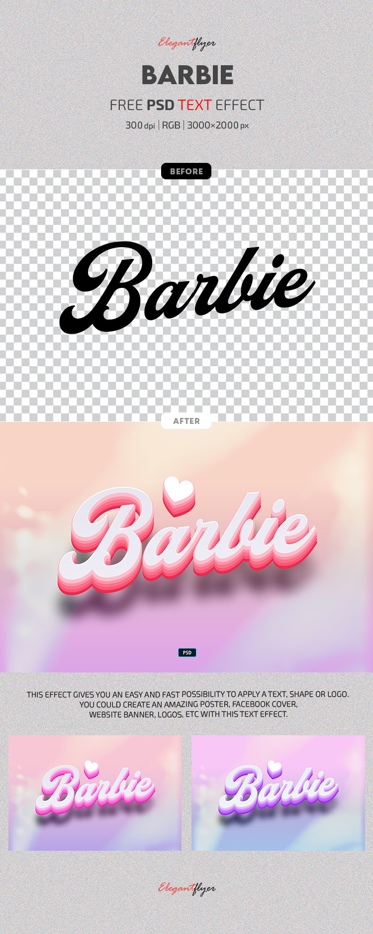 Efeito de texto da Barbie by ElegantFlyer Efeito de texto da Barbie by ElegantFlyer