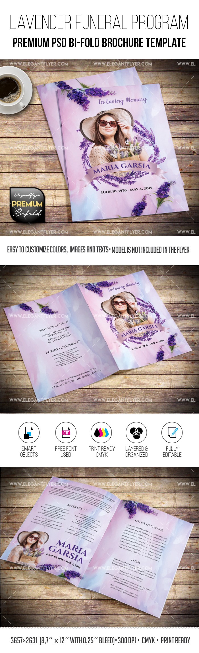 Programma funebre di Lavanda by ElegantFlyer Programma funebre di Lavanda by ElegantFlyer