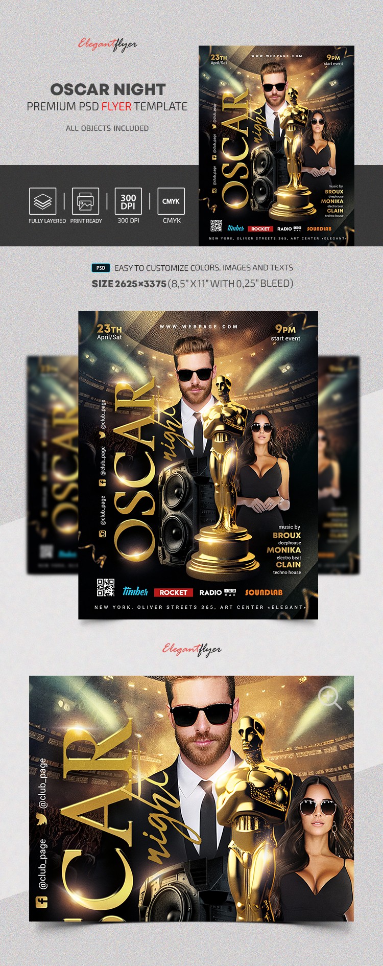 Festa do Oscar - Modelo de Flyer PSD Premium. by ElegantFlyer Festa do Oscar - Modelo de Flyer PSD Premium. by ElegantFlyer
