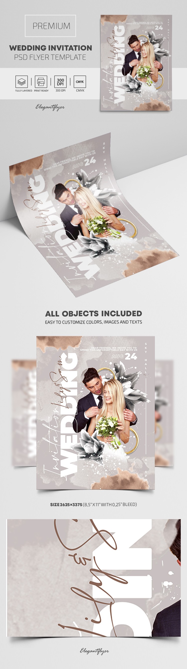 Convite de Casamento em formato de flyer by ElegantFlyer Convite de Casamento em formato de flyer by ElegantFlyer