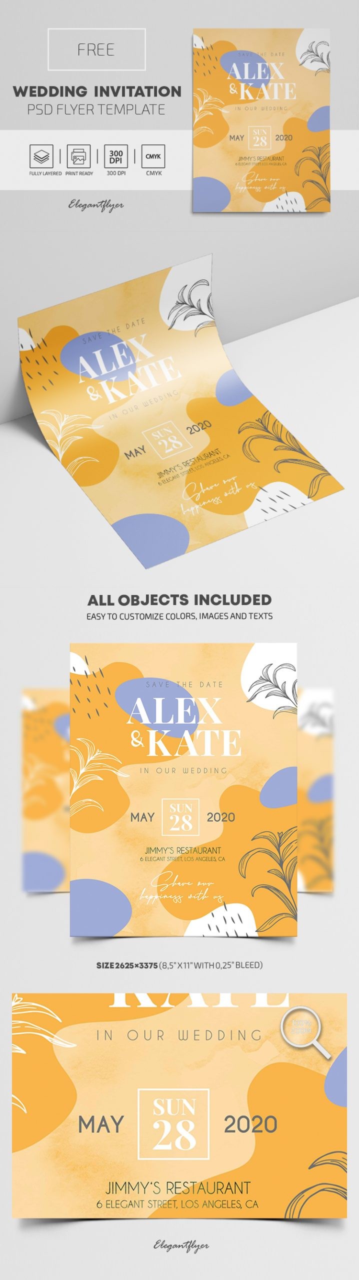 Modello gratuito di invito di matrimonio by ElegantFlyer Modello gratuito di invito di matrimonio by ElegantFlyer